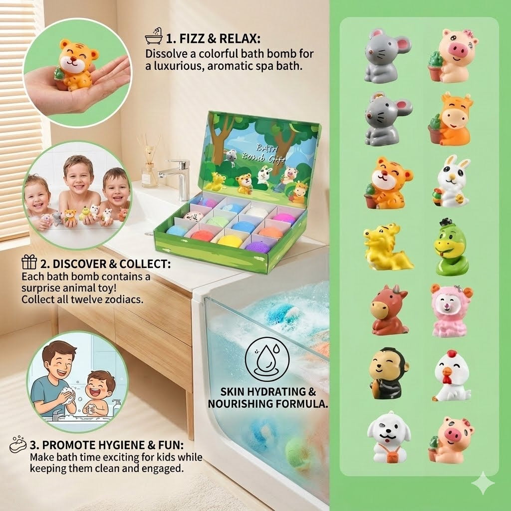 Zodiac Animal Discovery Bath Bomb (Set of 12)