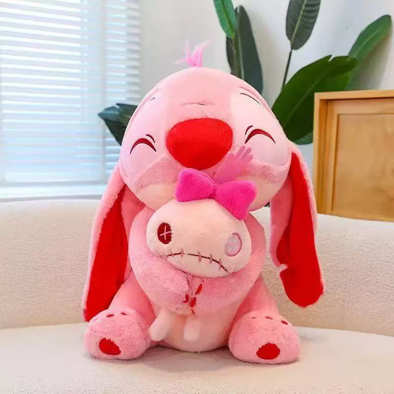Stitch/Angel Sitting Plush Doll with Mini Doll (M)