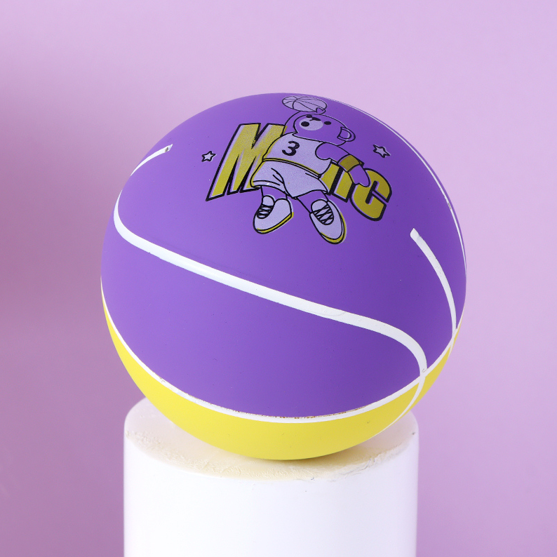 Yellow-Purple Spliced Bear Rubber Ball