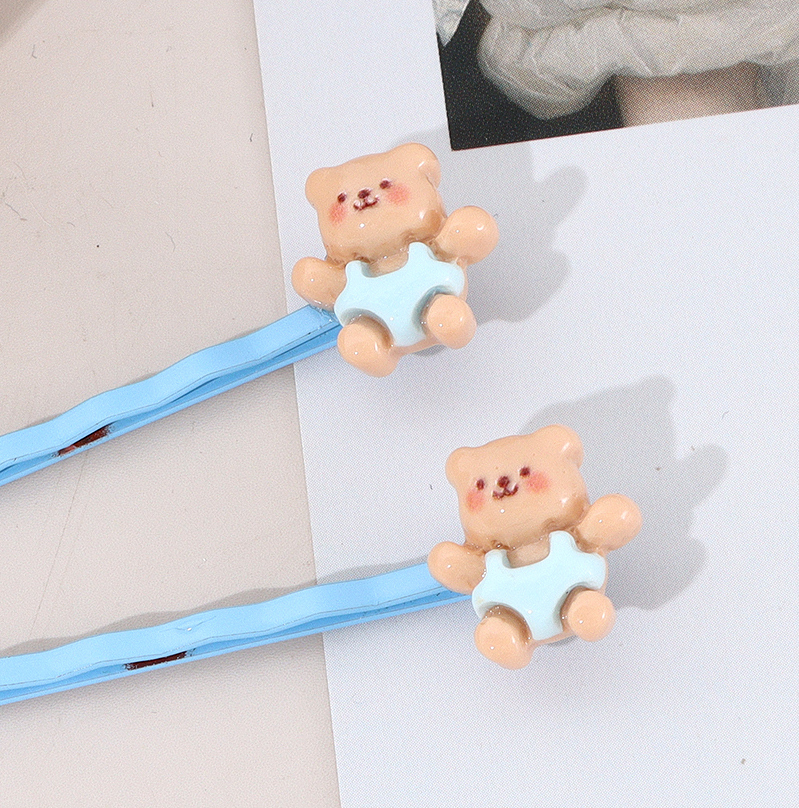 Little Brown Bear Hairpins 2PCS (Blue)