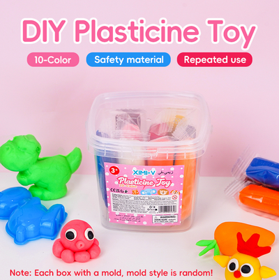 10-color Model Square Bucket Plasticine Set (Color)