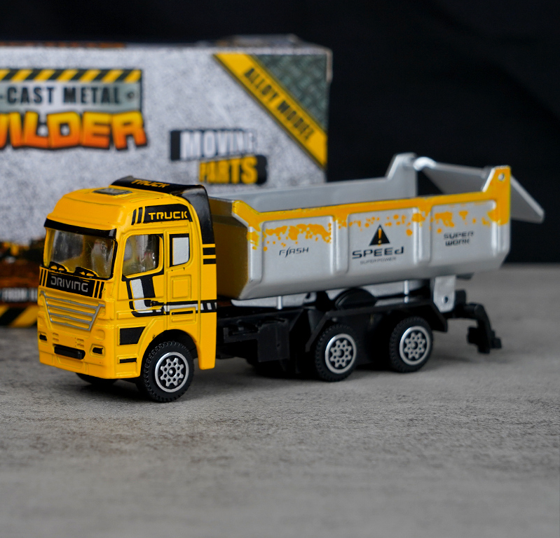 Alloy Sliding Dump Construction Truck Toy (Yellow)