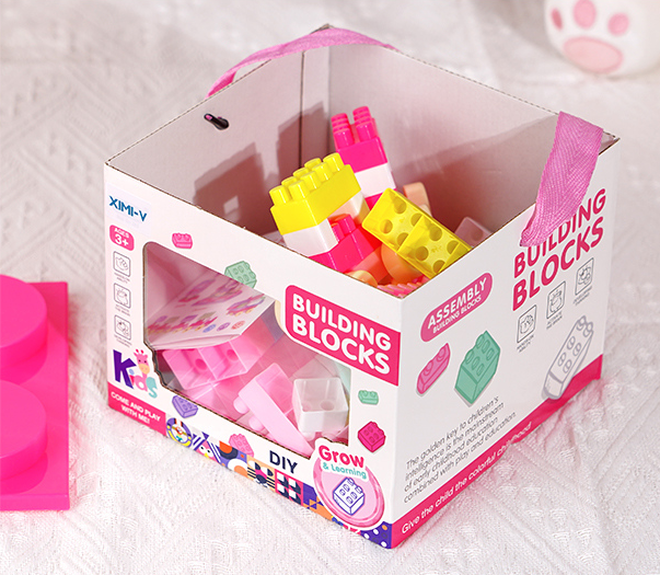Large Building Blocks 100 Pieces with Storage Box (Pink)