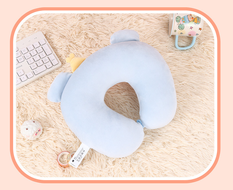 Goodnight Elephant Baby PP Cotton U-shaped Pillow (blue)