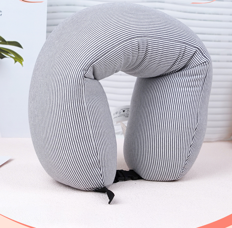 Simple Striped Particle Foam U-shaped Pillow (Gray)