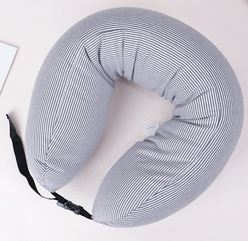 Simple Striped Particle Foam U-shaped Pillow (Gray)