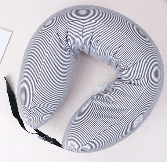 Simple Striped Particle Foam U-shaped Pillow (Gray)