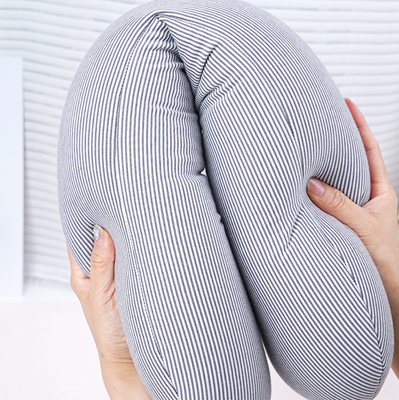 Simple Striped Particle Foam U-shaped Pillow (Gray)