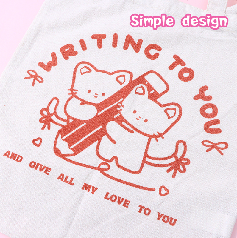 Pencil cat canvas bag