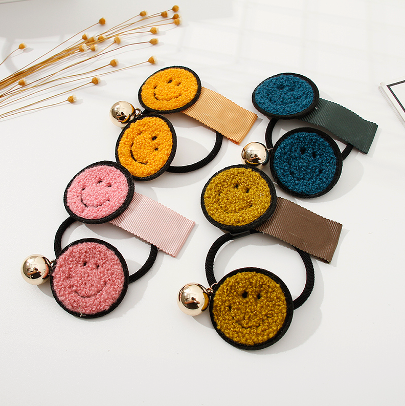 fabric Smiley face hair ties set