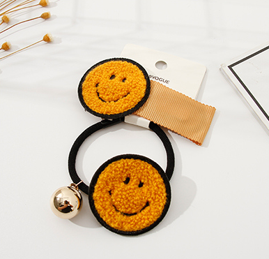 fabric Smiley face hair ties set