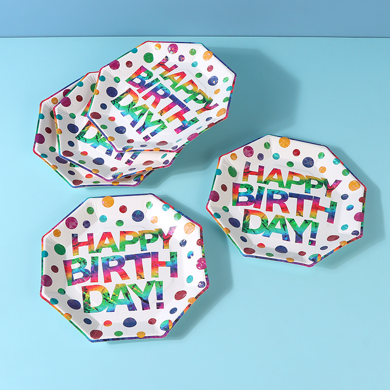 Colorful Birthday letter octagonal paper plates (6)
