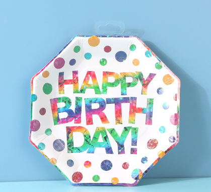 Colorful Birthday letter octagonal paper plates (6)