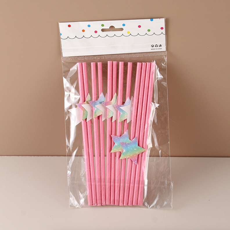 Colorful Rainbow Star Label paper straws (12)