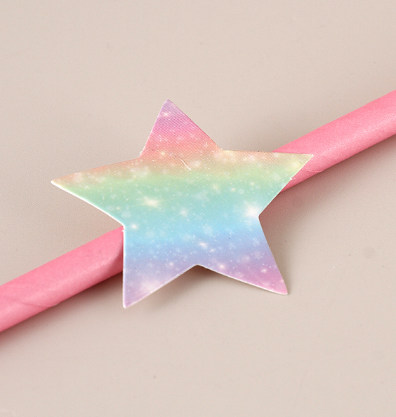 Colorful Rainbow Star Label paper straws (12)
