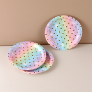 Colorful rainbow polka Dot Round paper plate (6)