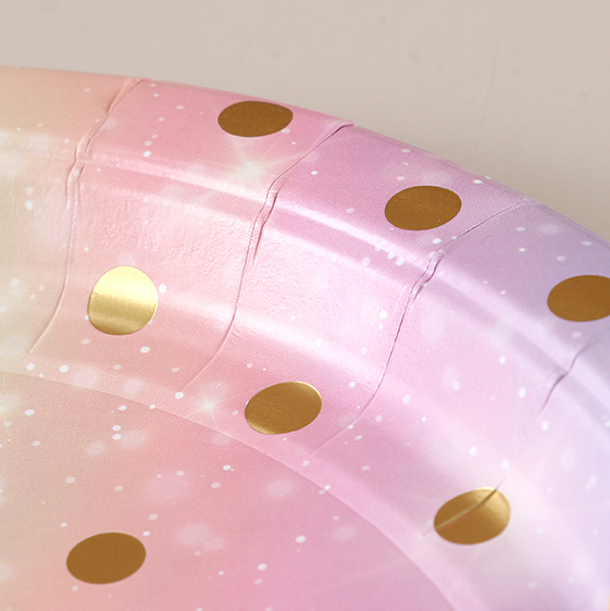 Colorful rainbow polka Dot Round paper plate (6)
