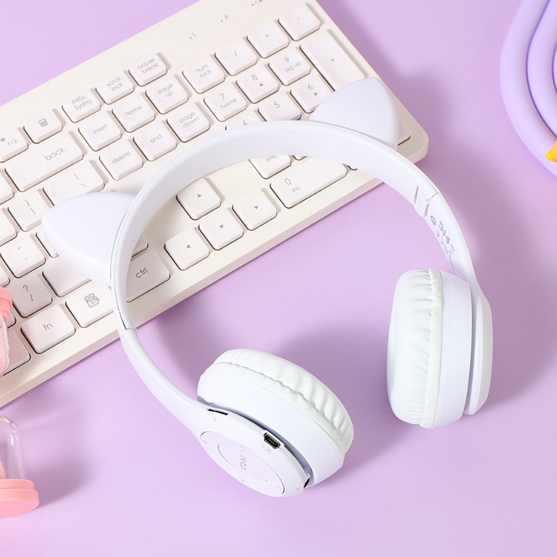 Fancy Cat Ears Cute shape Headphone 23BF06(White)