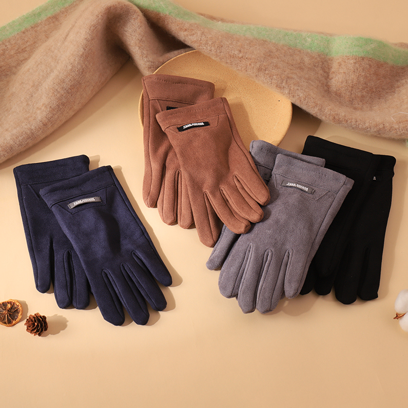 Suede wool integrated English standard men's five-finger glo