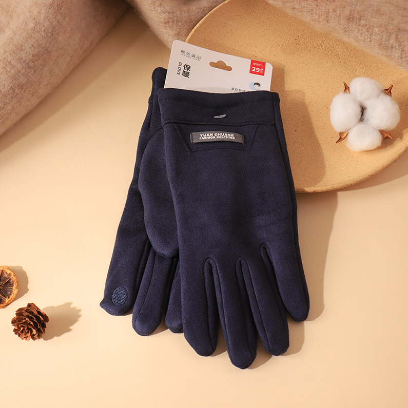 Suede wool integrated English standard men's five-finger glo