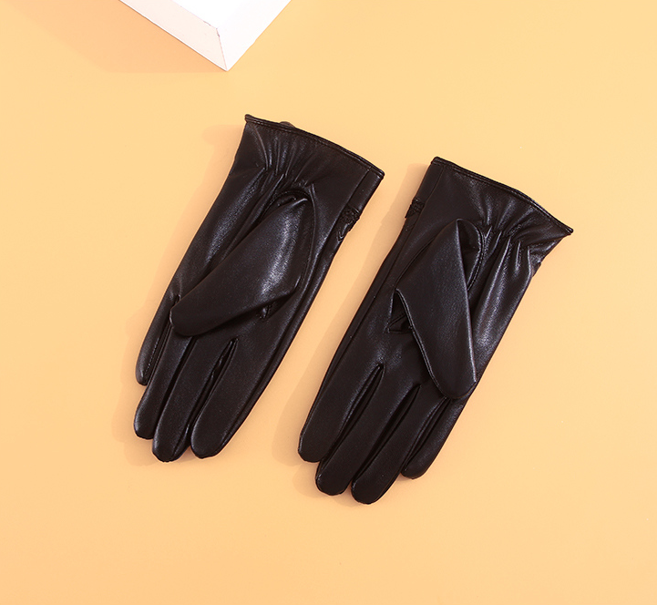 Simple PU Leather Gloves for Ladies(Black)