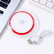 Wireless Charger-Q6 (5V 1A)(White with Red Rim)