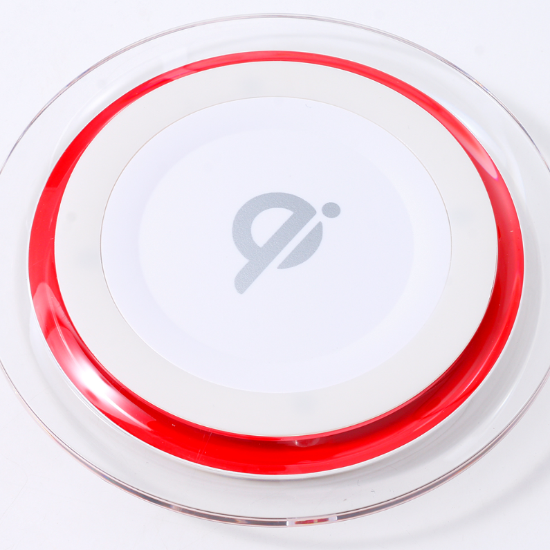 Wireless Charger-Q6 (5V 1A)(White with Red Rim)
