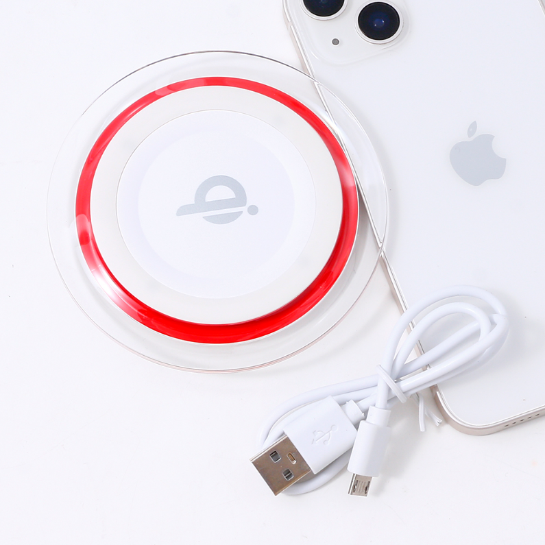 Wireless Charger-Q6 (5V 1A)(White with Red Rim)