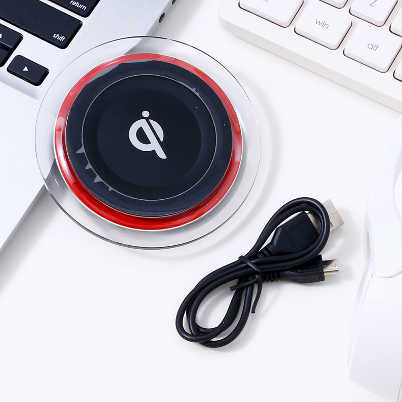 Wireless Charger-Q6 (5V 1A)(Black with Red Rim)