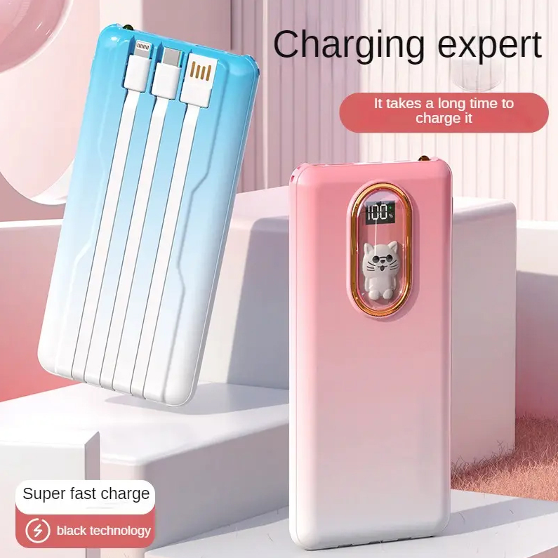 Cool Gradient Kitten Power Bank with Data Cable 10000mAh 22.5W (Pink) X10