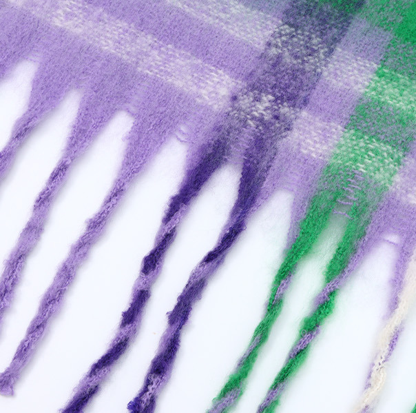 Plaid fringe mohair All-match Adult Scarf (Mixed)