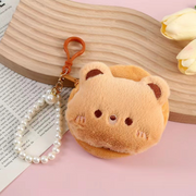 Cute Pet Pearl Chain Thick Fleece Earphones Bag (Bear)