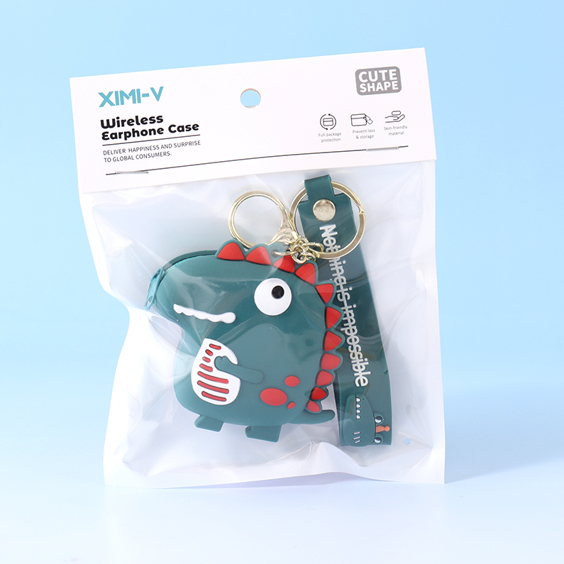 Big Eyes Dinosaur Silicone Earphones Case (Green)