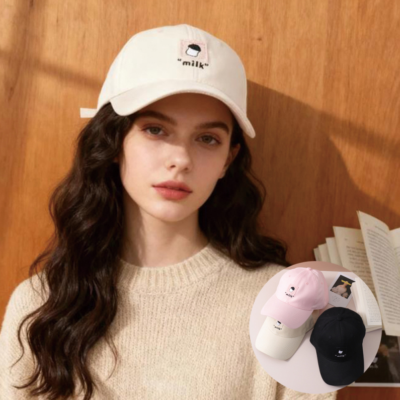 All-match Milk Embroidered Baseball Cap