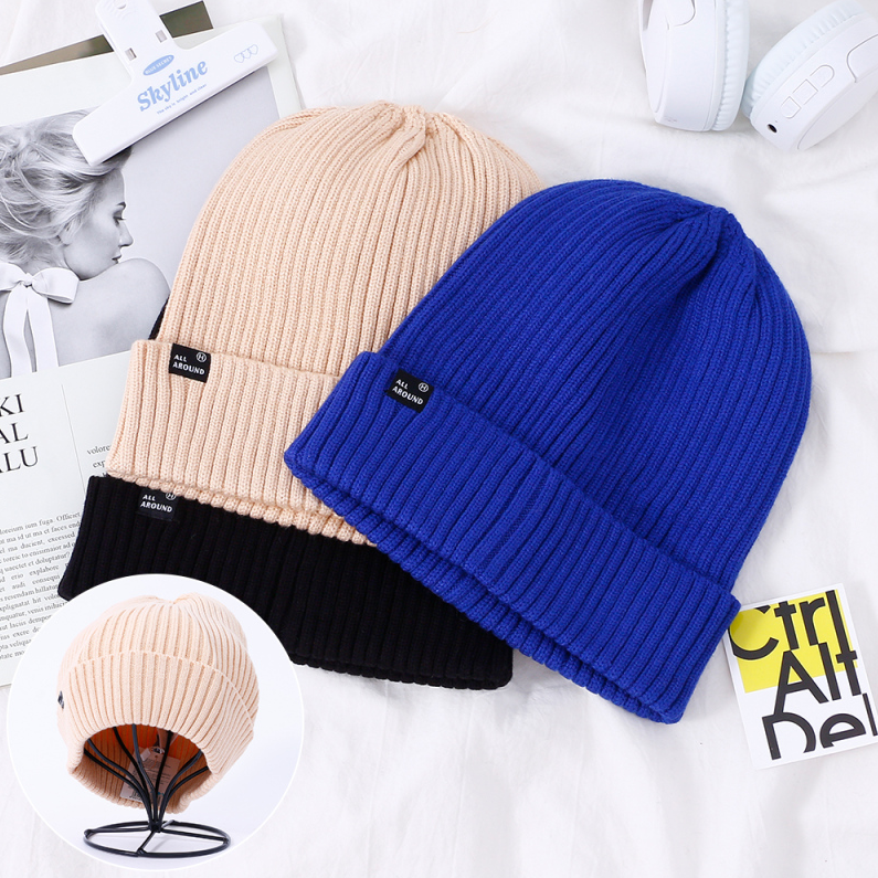 Simple All-in-one knitted Hat (Mixed colors)