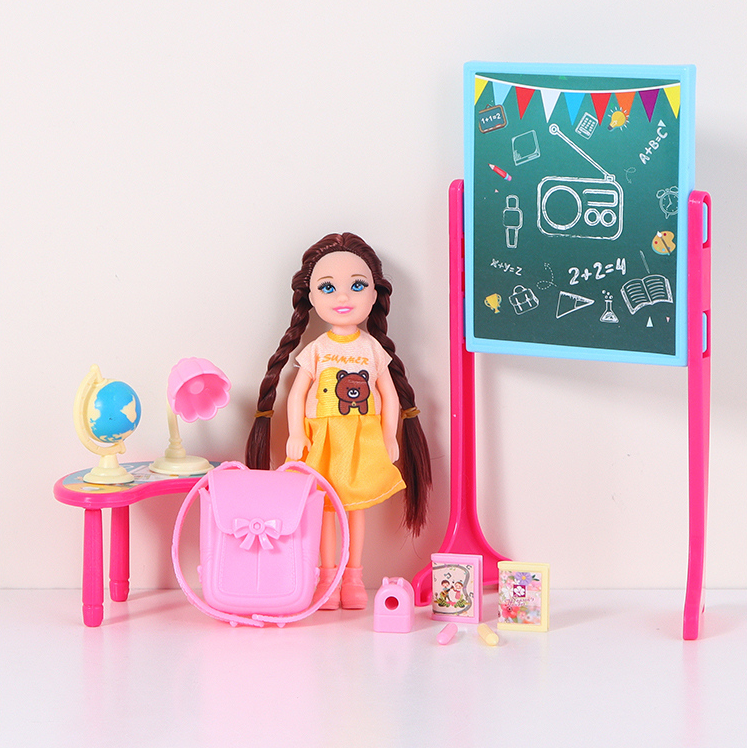 Lovely Little Girl Study Doll Set         (5 Inches)