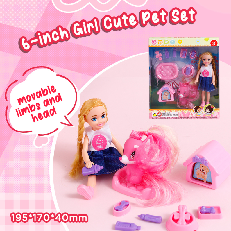 6-inch Girl Cute Pet Set