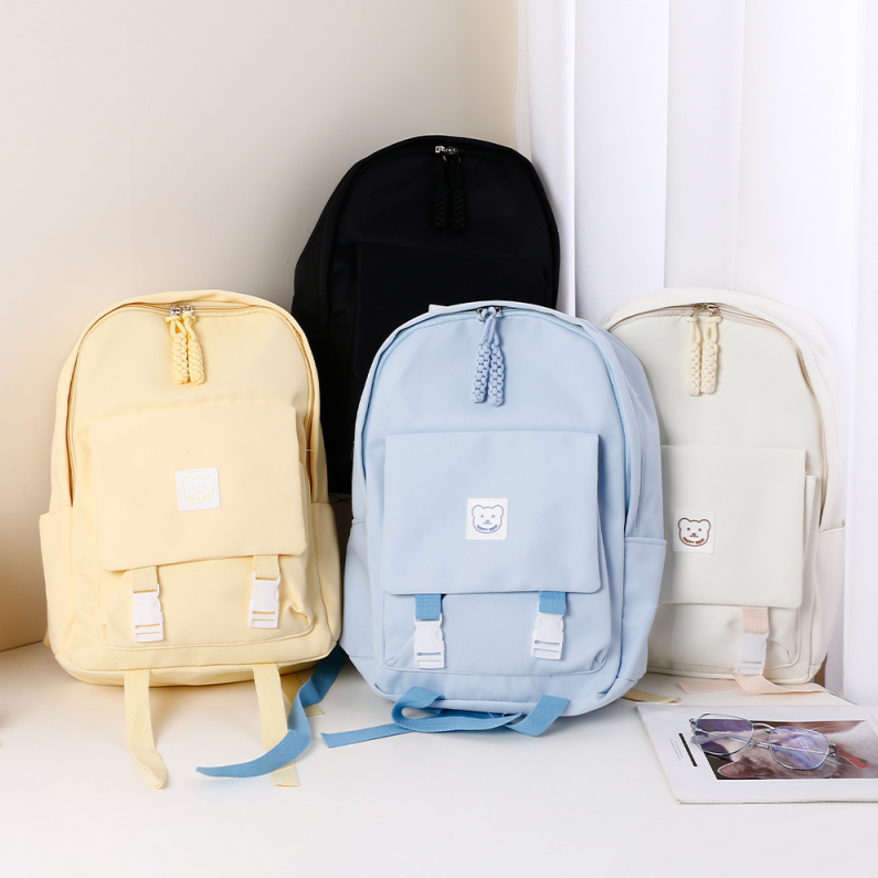 Simple solid color preppy backpack