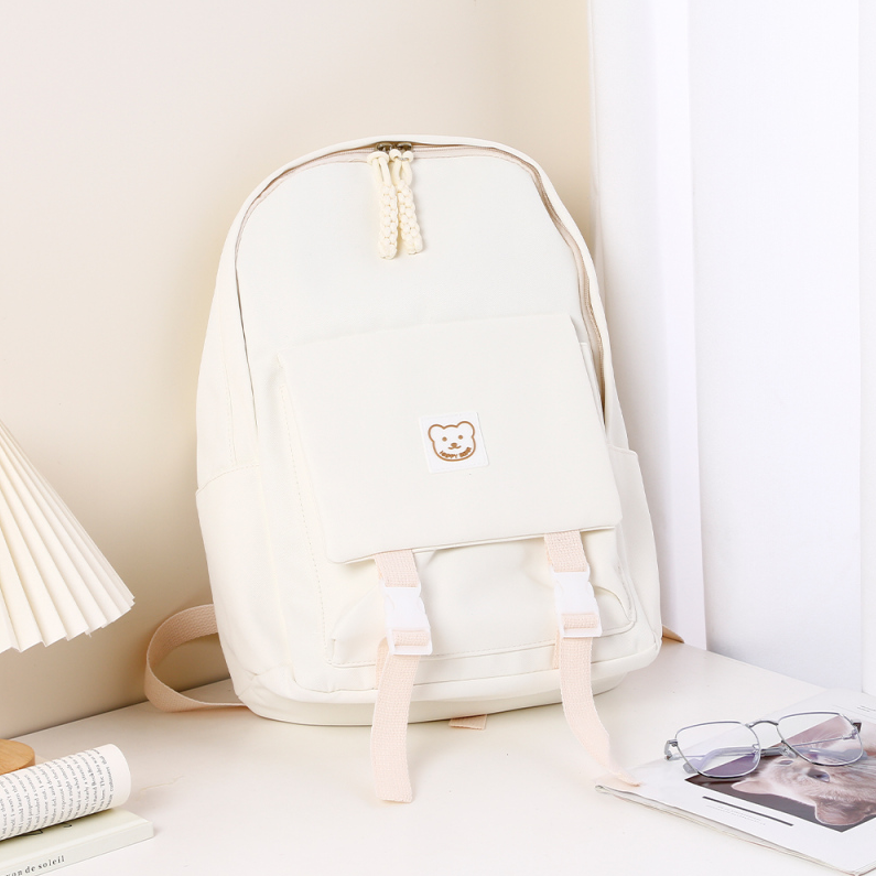 Simple solid color preppy backpack
