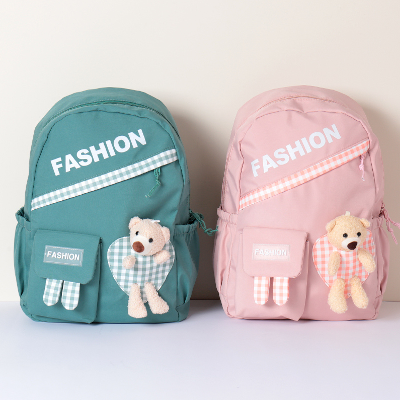 Casual Checkerboard Bear Large Backpack