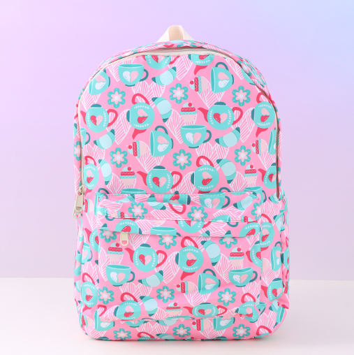 Love Teapot Casual Full Print Backpack (Pink)