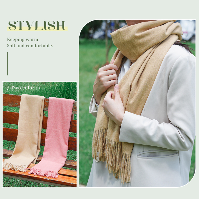 Solid Color Matching Cashmere Fringe Scarf (Mixed)