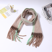 Korean simple color contrast scarf - coffee color