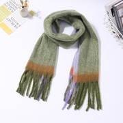 Korean simple color contrast scarf - green