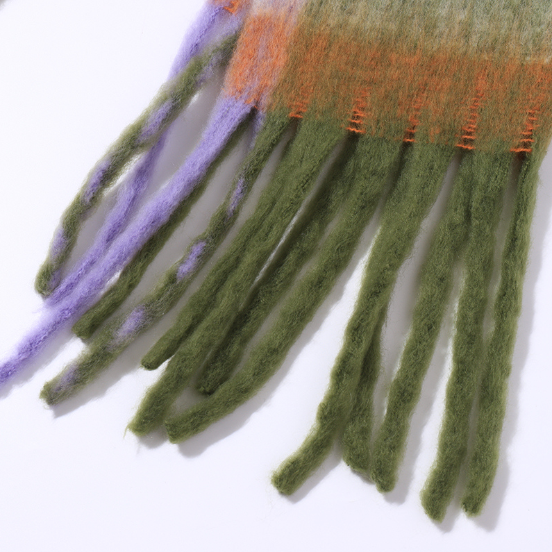 Korean simple color contrast scarf - green