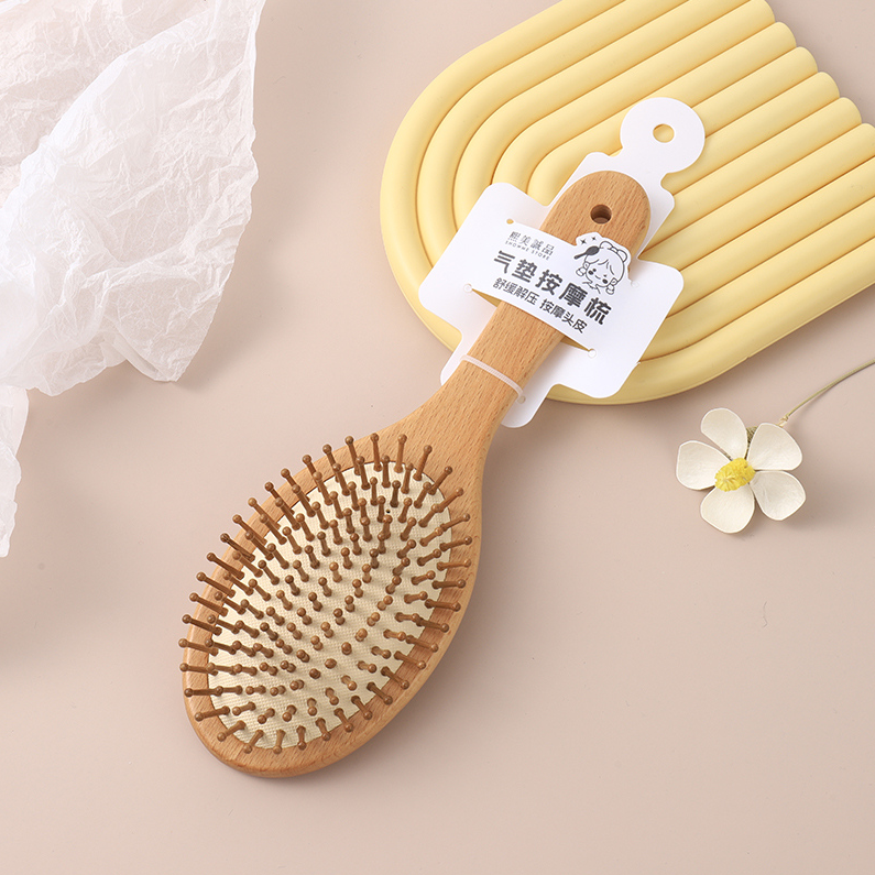 Beech wood round air cushion massage comb
