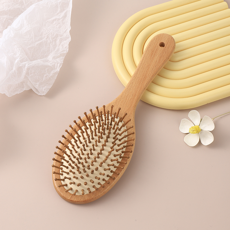 Beech wood round air cushion massage comb