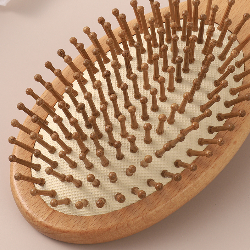 Beech wood round air cushion massage comb