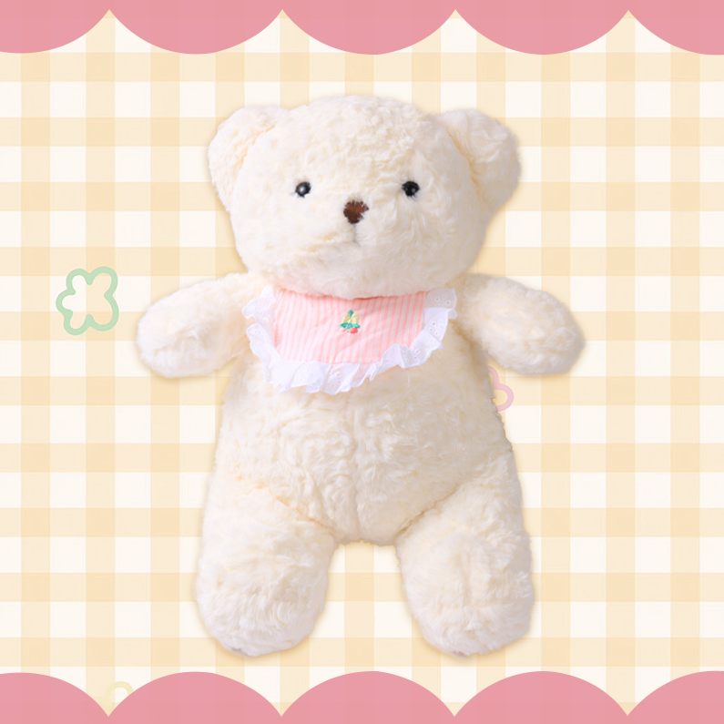 Bib Bear 50cm- Pink bib White Bear