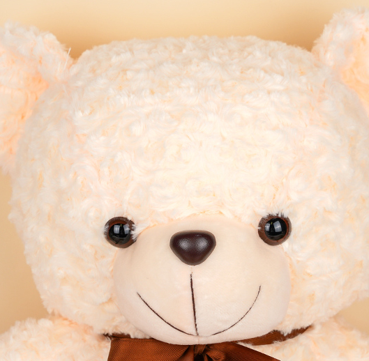 Ribbon Rose Velvet Bear Stuffed Doll (L) (60cm) (White)
